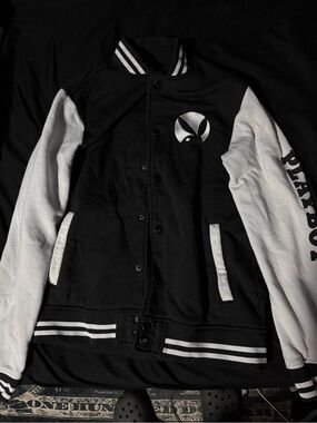 PLAYBOY Black and White Bomber Varsity Jacket